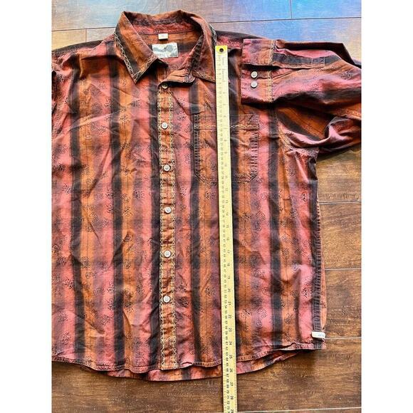 Gramicci Cotton Long Sleeve Button Down Aztec Western Shirt Mens XL Orange - Picture 4 of 9